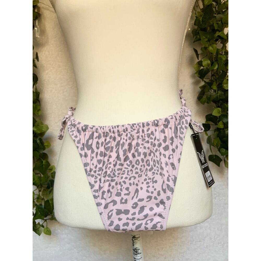 NWT COCO Pink Gray Cheetah Print Bikini Bottoms MSRP:$50 Women's Medium